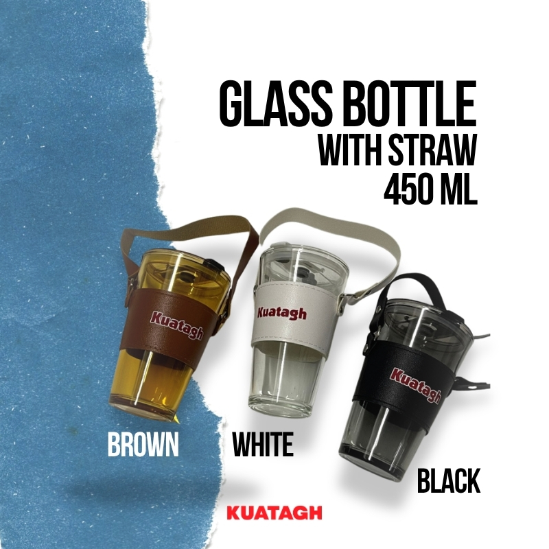 GLASS BOTTLE WITH STRAW 450ML